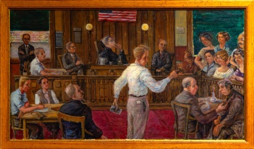 Clyde Singer (American, 1908-1999) Court Room Scene